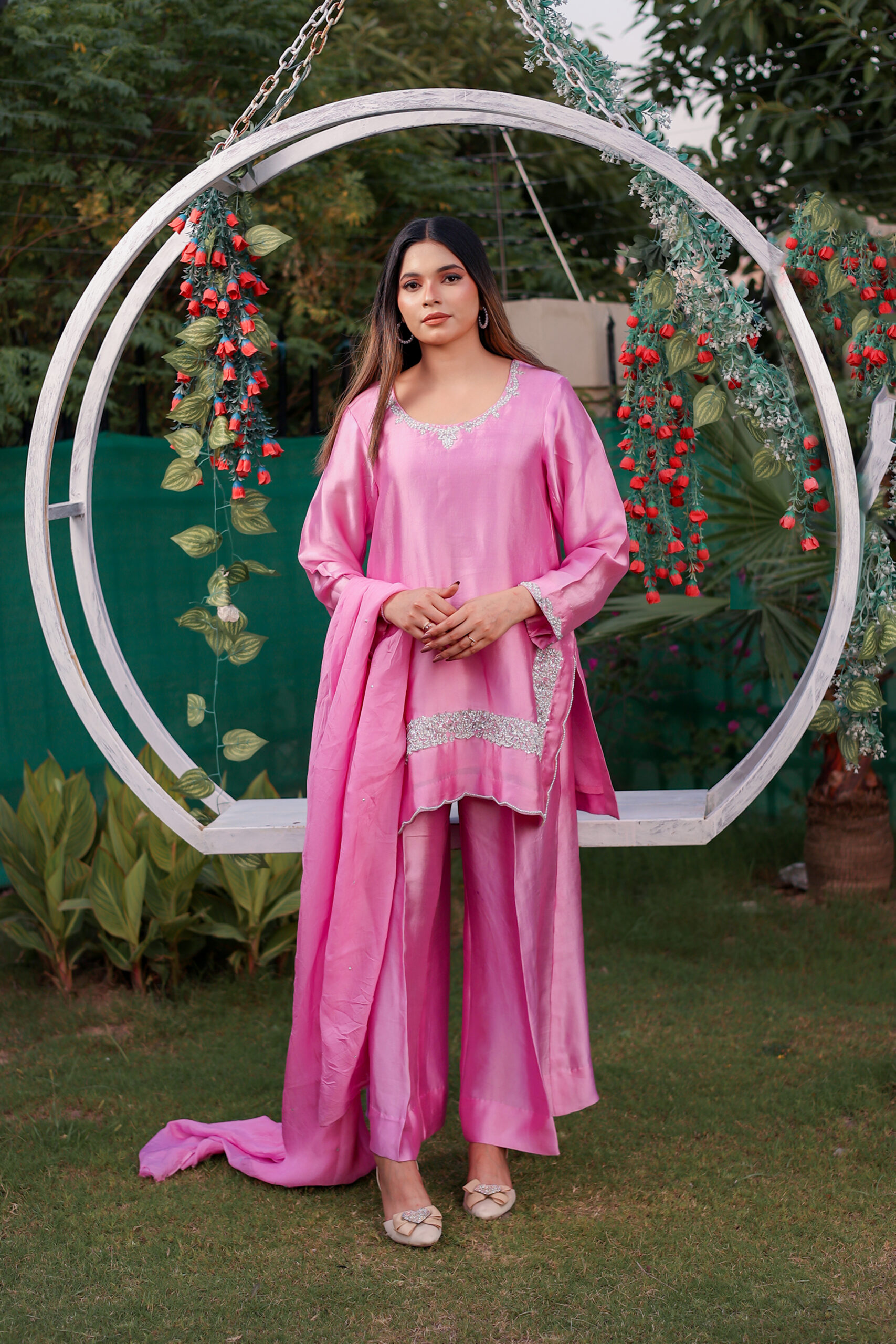 blossom glow – candy pink silk festive 3 piece suit blossom glow – candy pink silk festive 3 piece suit