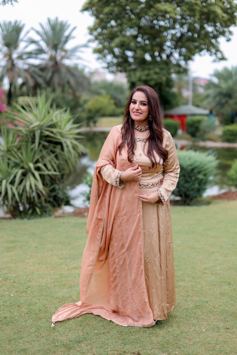 Home caramel monogram – beige floral printed silk co ord set (copy)