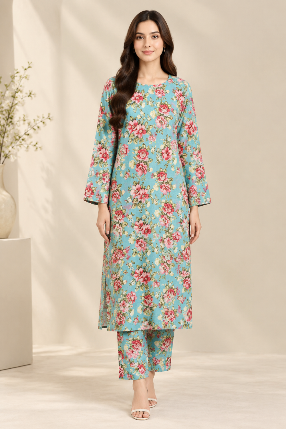 Sky Blue Rose Garden 2-Piece Suit