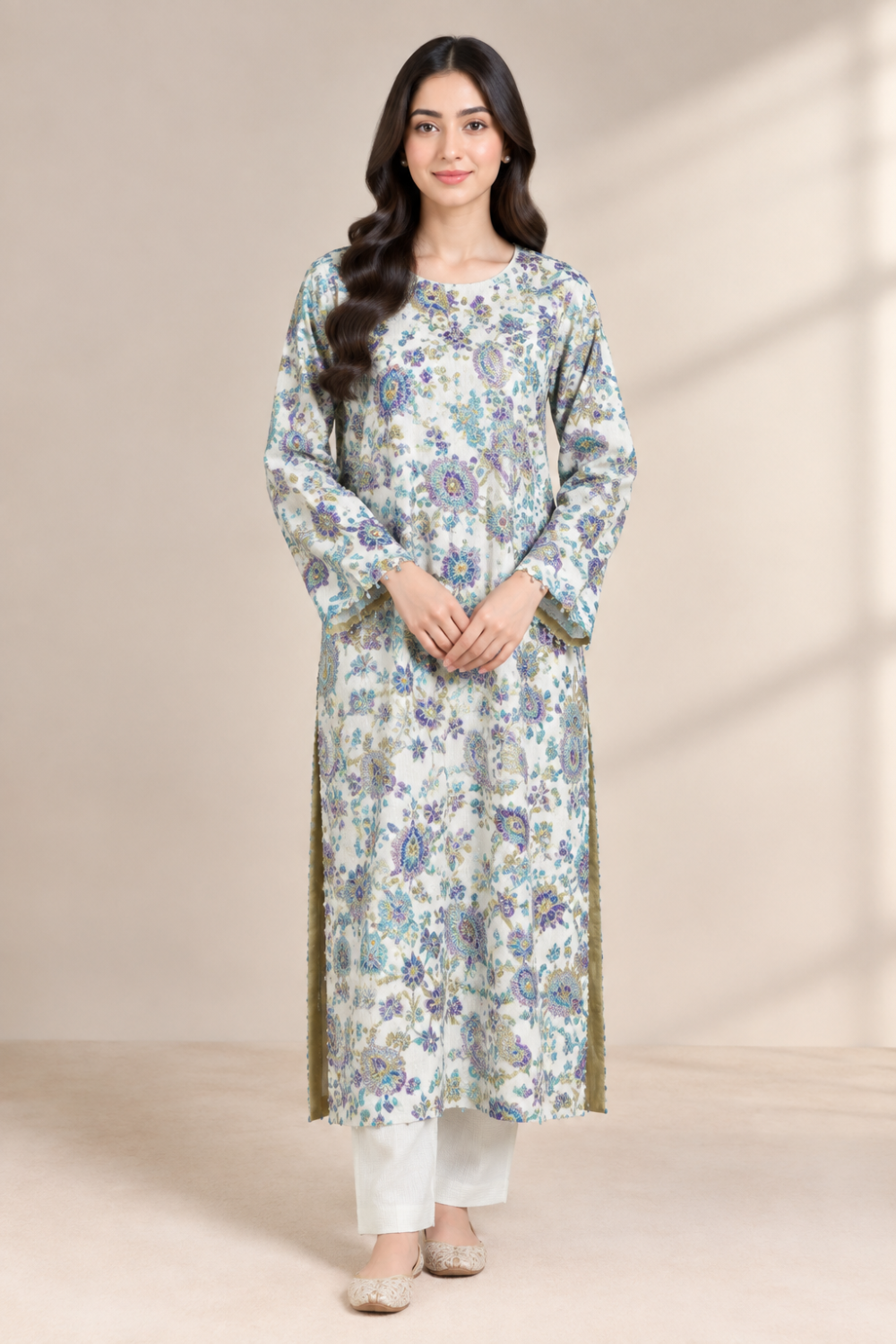 Ivory Bloom Printed Kurta Set