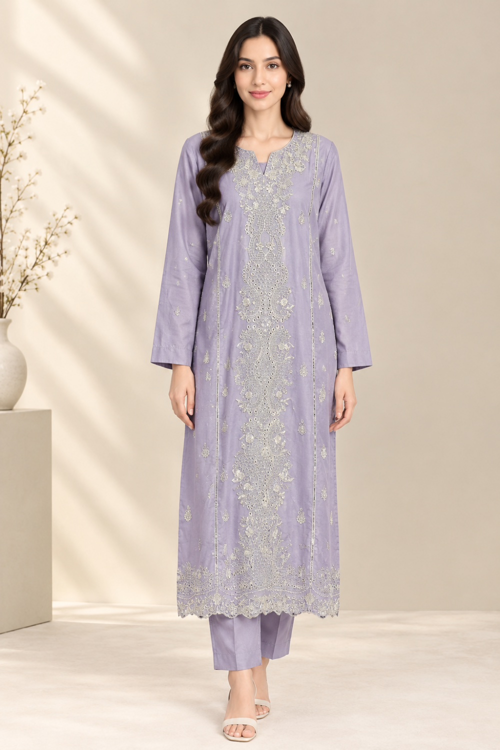 Lavender Heritage Embroidered  Suit